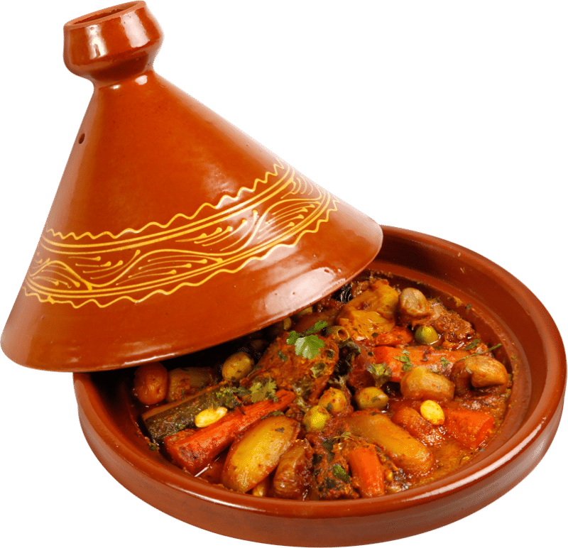 Tajine en terre émaillé, coucous marocain, tajine poulet